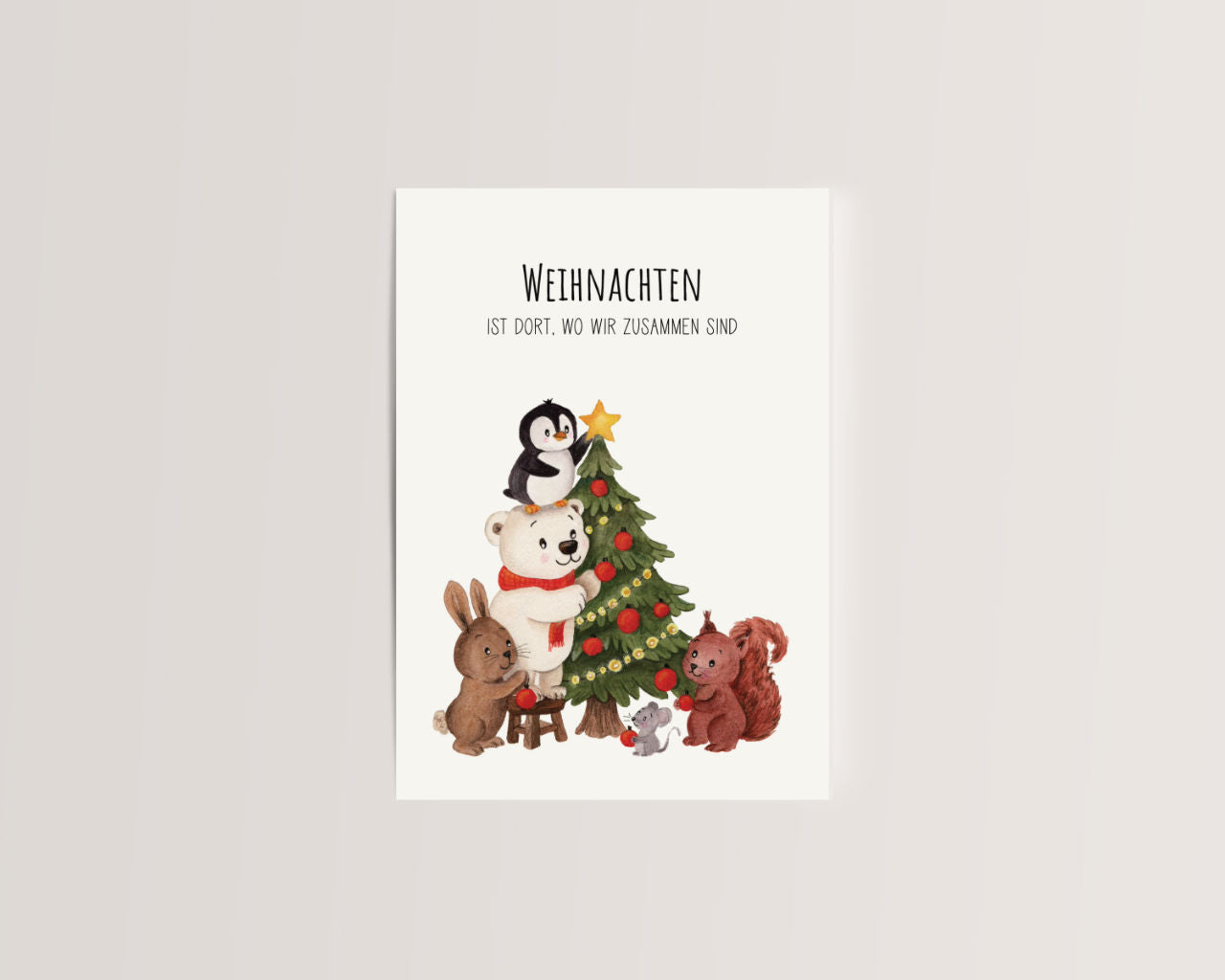 Weihnachten ist dort, wo wir zusammen sind – Tiere am Tannenbaum