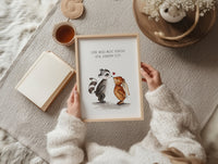 Hase und Waschbär - Kunstdruck