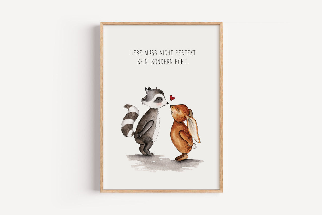 Hase und Waschbär - Kunstdruck