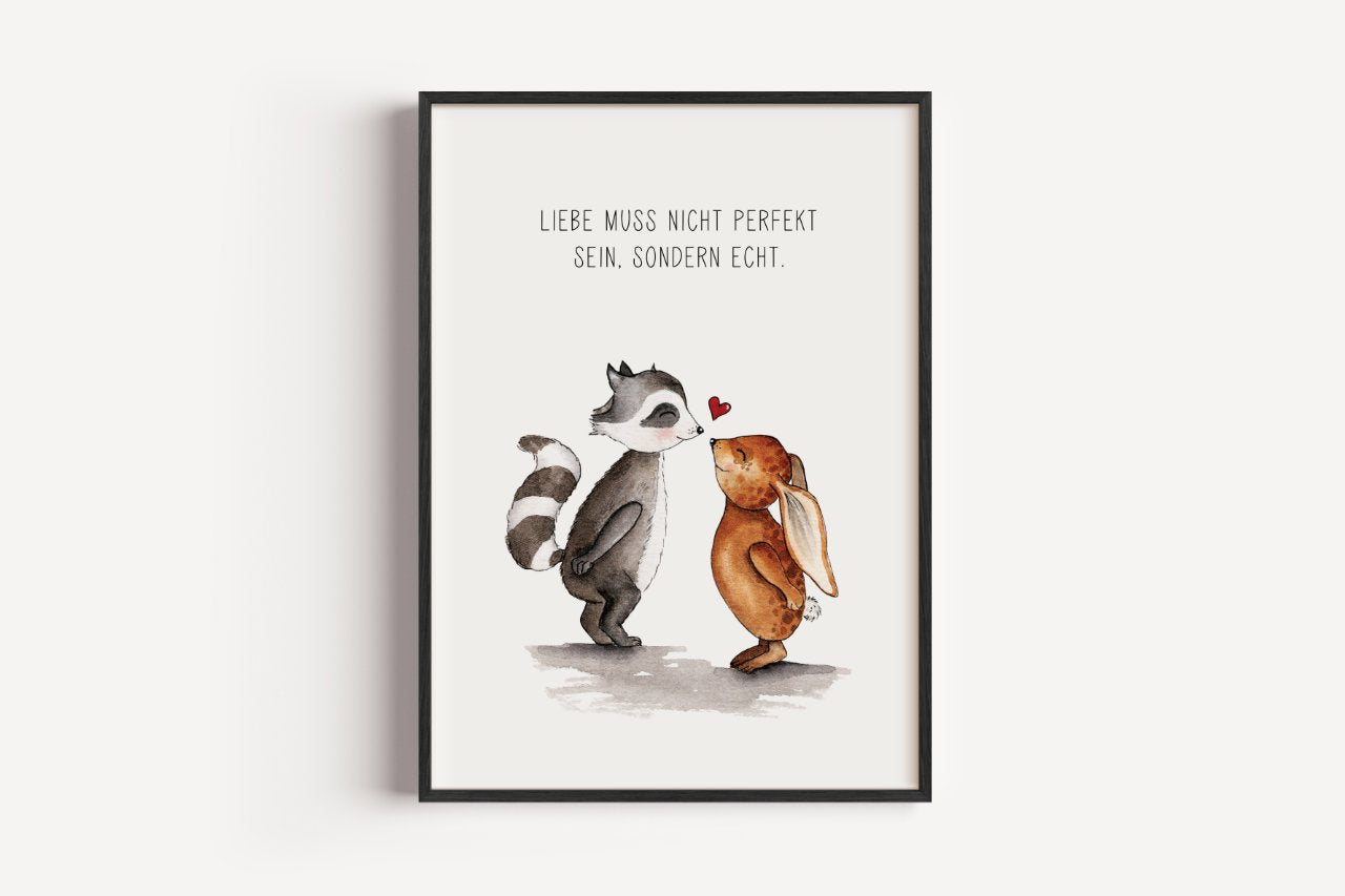 Hase und Waschbär - Kunstdruck