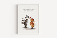 Hase und Waschbär - Kunstdruck