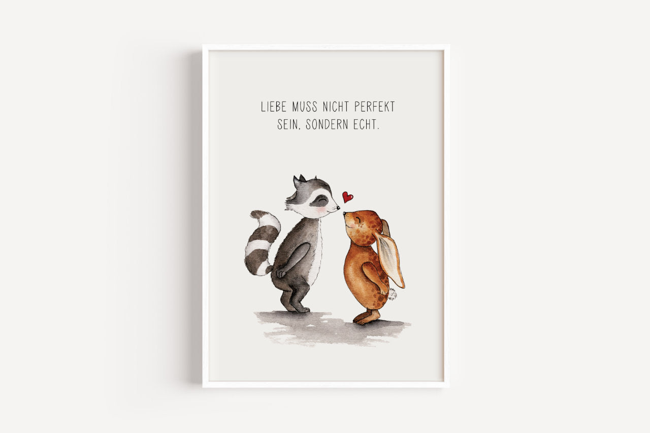 Hase und Waschbär - Kunstdruck