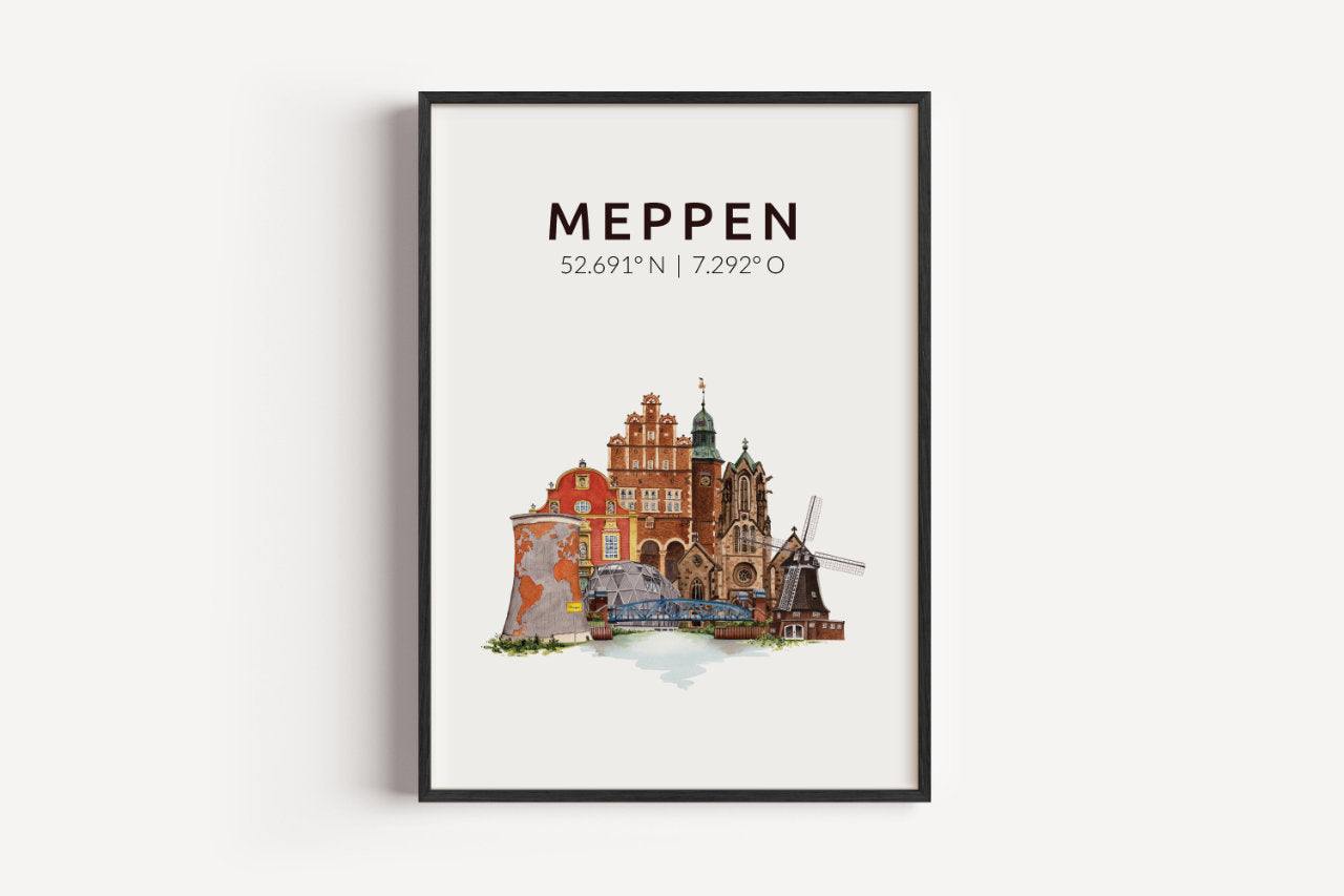 Meppen Skyline-Collage - Kunstdruck