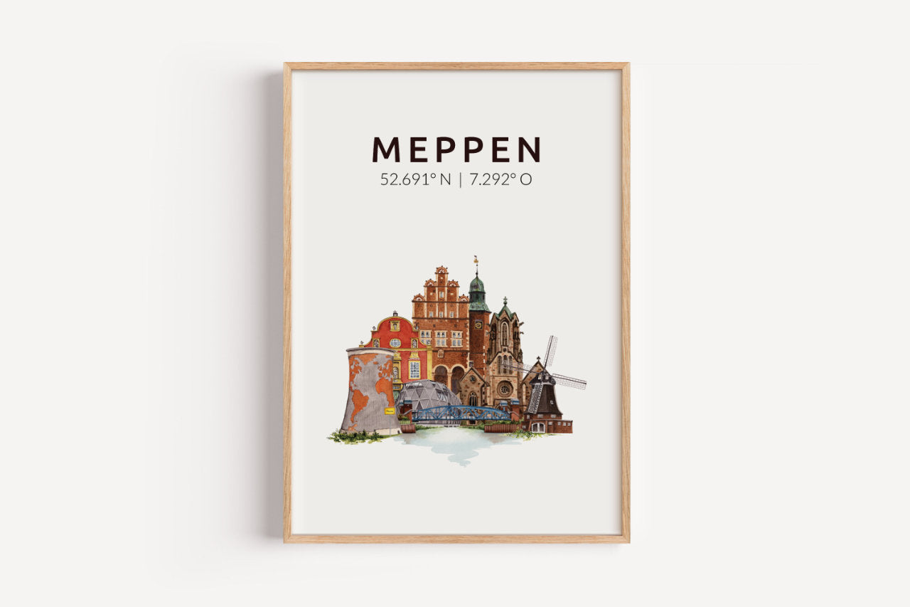 Meppen Skyline-Collage - Kunstdruck