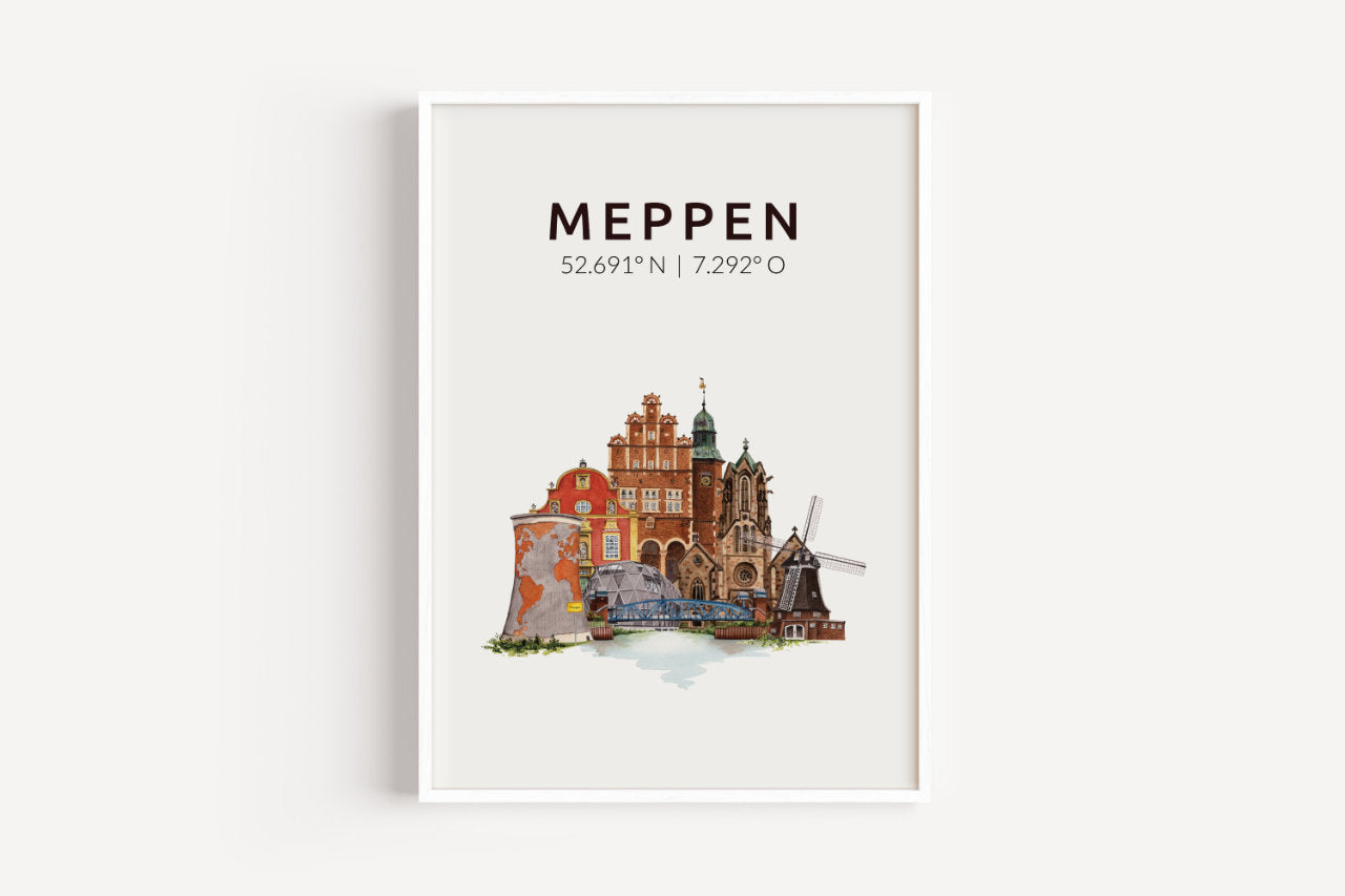 Meppen Skyline-Collage - Kunstdruck