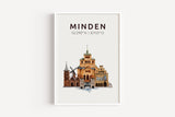 Minden Skyline-Collage - Kunstdruck