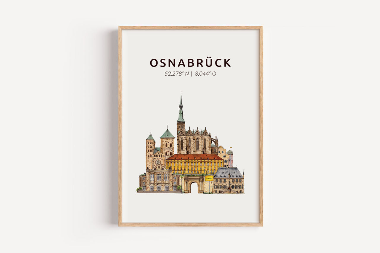 Osnabrück Skyline-Collage - Kunstdruck