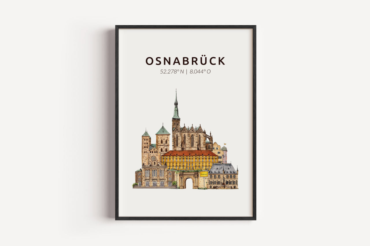 Osnabrück Skyline-Collage - Kunstdruck