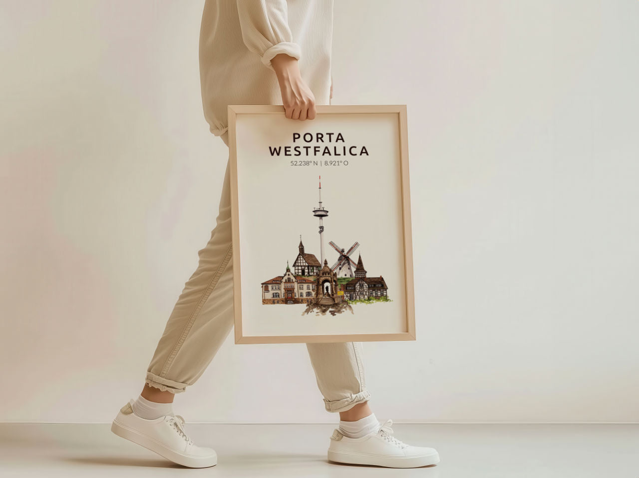 Porta Westfalica Skyline-Collage - Kunstdruck