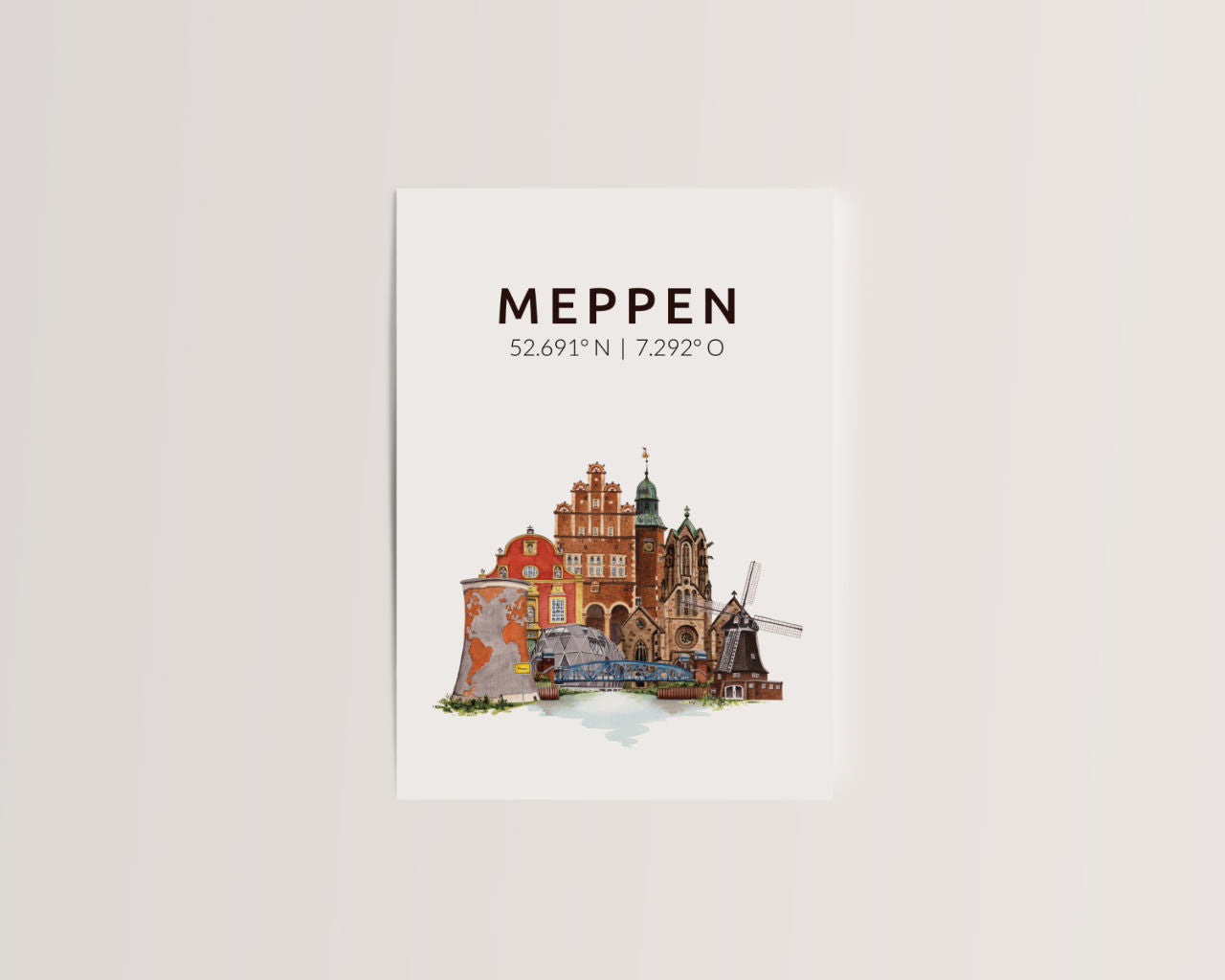 Meppen Skyline-Collage - Postkarte