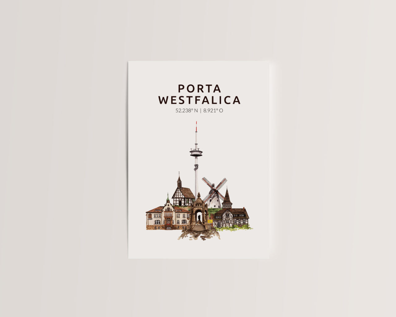 Porta Westfalica Skyline-Collage - Postkarte