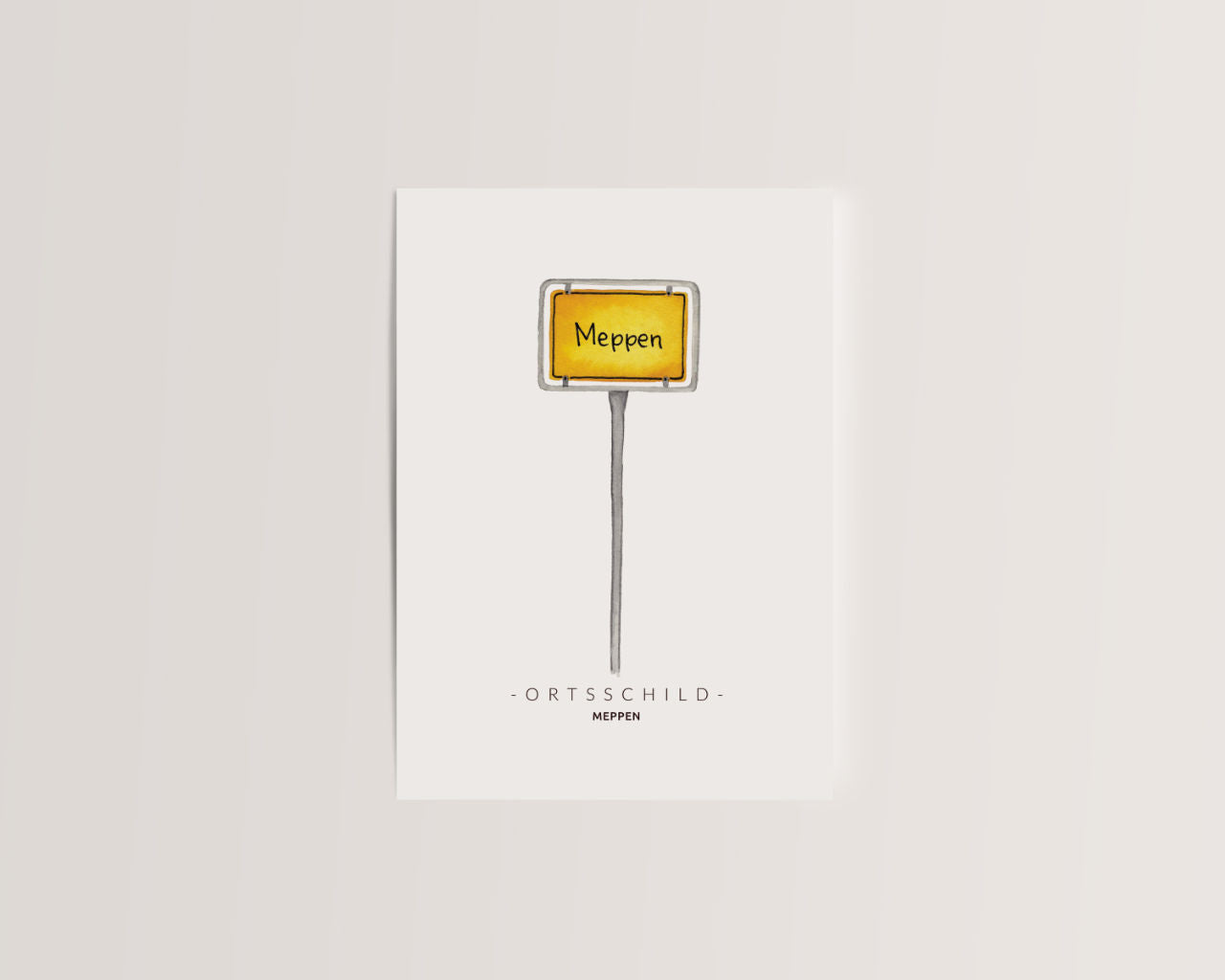 Meppen Ortsschild - Postkarte
