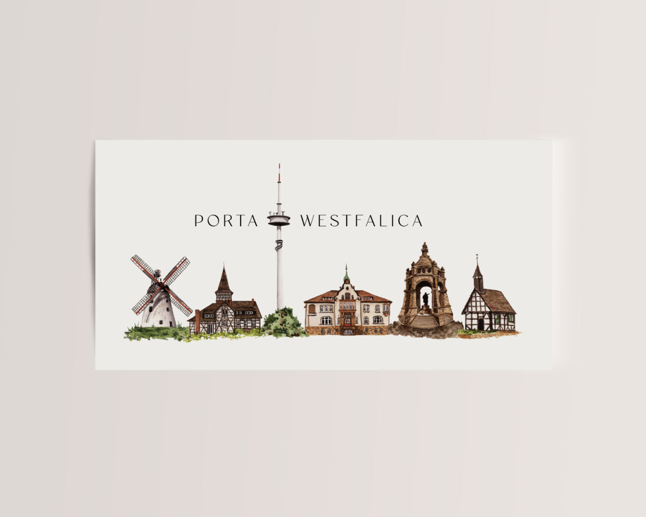 Porta Westfalica Skyline - Postkarte