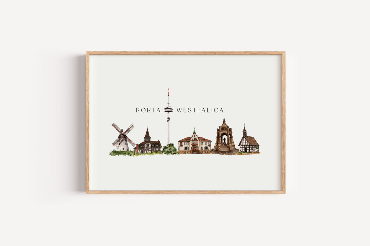 Porta Westfalica Skyline - Kunstdruck