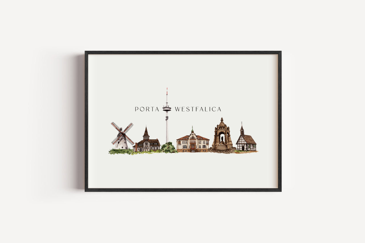 Porta Westfalica Skyline - Kunstdruck