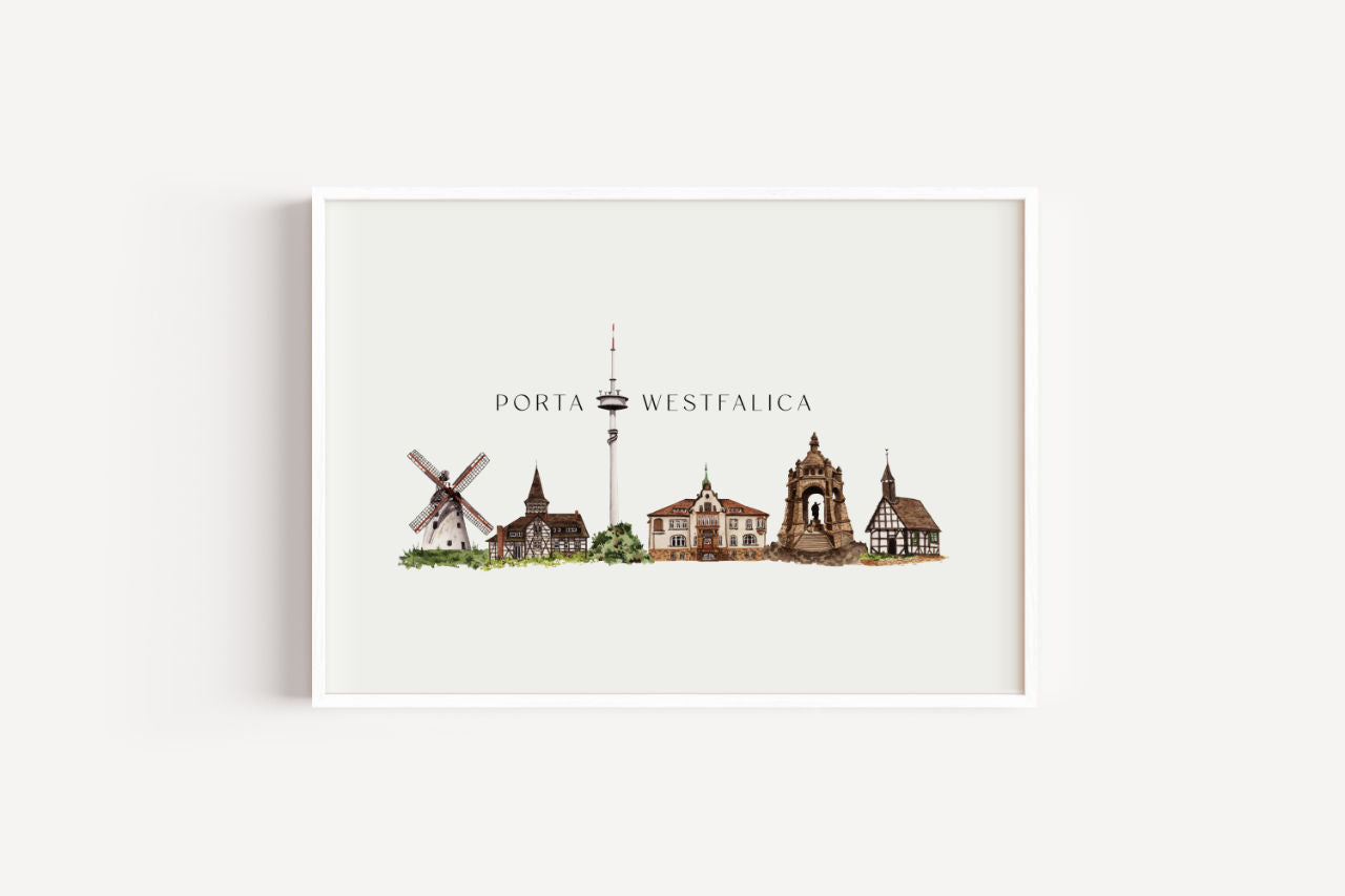 Porta Westfalica Skyline - Kunstdruck