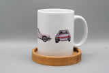 Silberner Sportwagen Rundumansicht - Tasse 340ml