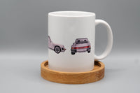 Silberner Sportwagen Rundumansicht - Tasse 340ml