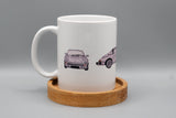 Silberner Sportwagen Rundumansicht - Tasse 340ml