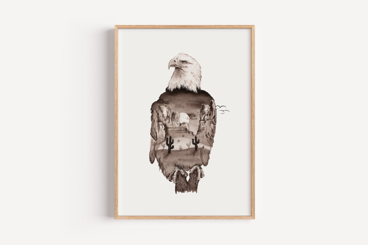 Wüstenadler in Aquarell - Kunstdruck