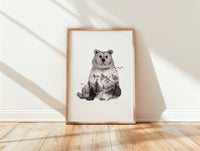 Braunbär in Aquarell - Kunstdruck