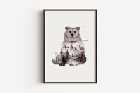 Braunbär in Aquarell - Kunstdruck