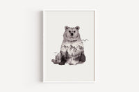 Braunbär in Aquarell - Kunstdruck