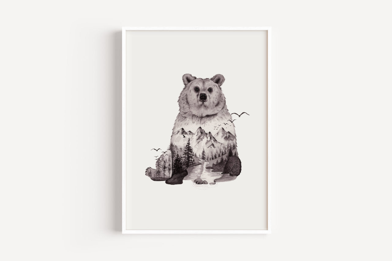 Braunbär in Aquarell - Kunstdruck