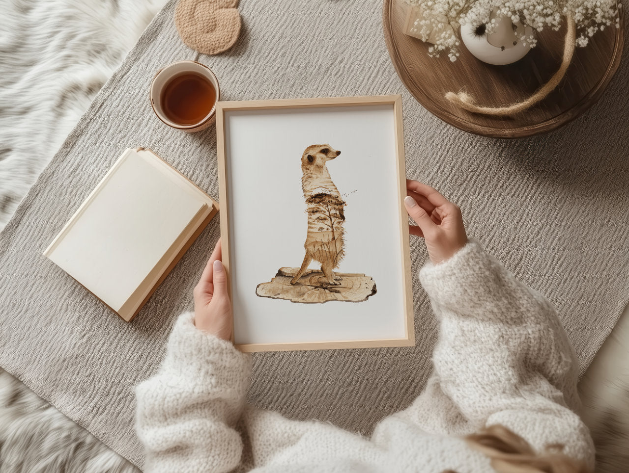 Erdmännchen in Aquarell - Kunstdruck