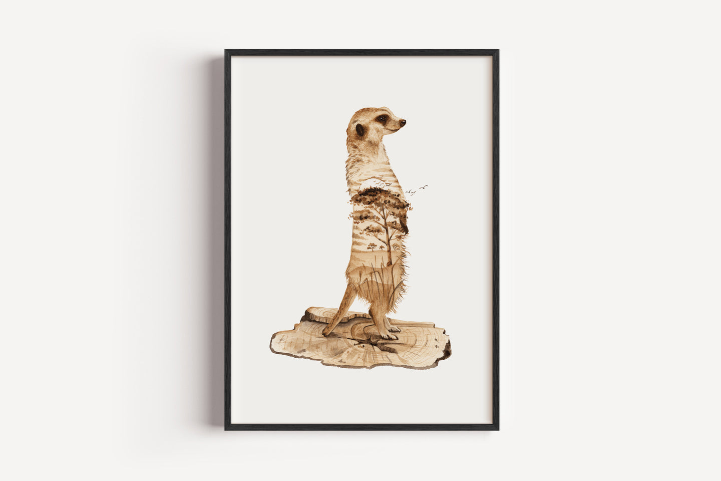 Erdmännchen in Aquarell - Kunstdruck