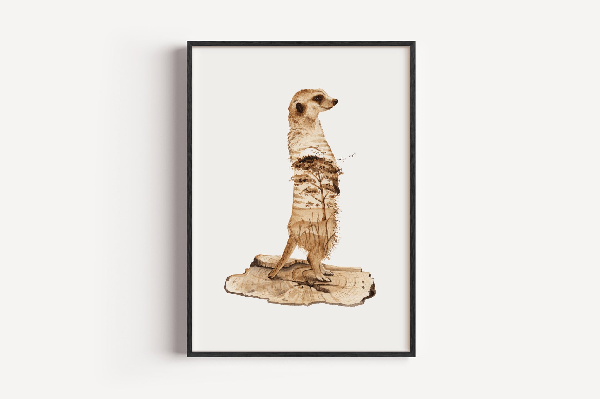Erdmännchen in Aquarell - Kunstdruck