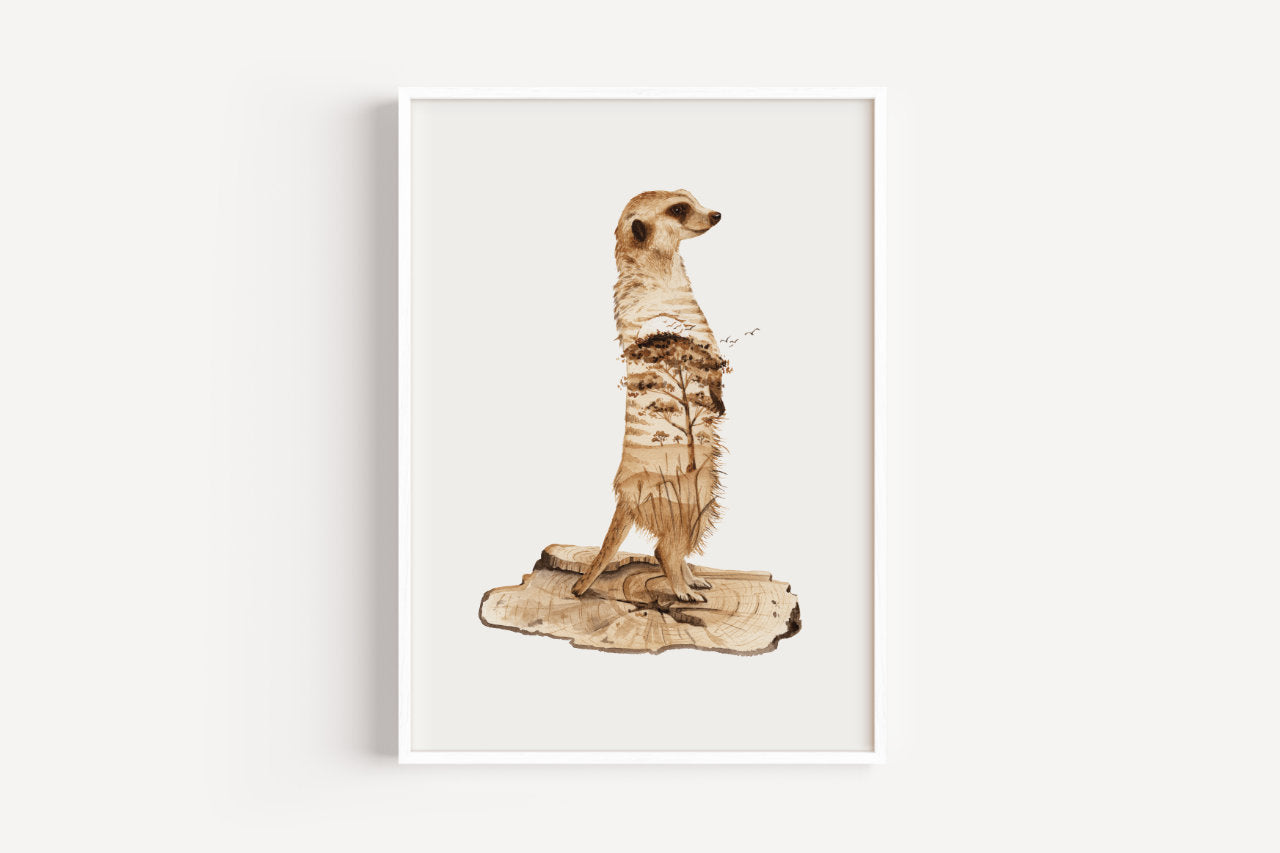 Erdmännchen in Aquarell - Kunstdruck