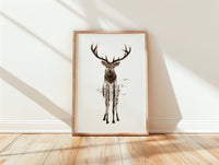 Waldhirsch in Aquarell - Kunstdruck