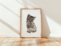 Gartenkatze in Aquarell - Kunstdruck
