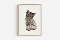 Gartenkatze in Aquarell - Kunstdruck