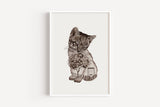 Gartenkatze in Aquarell - Kunstdruck
