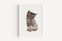 Gartenkatze in Aquarell - Kunstdruck