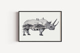 Savannennashorn in Aquarell - Kunstdruck