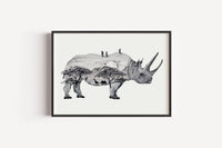 Savannennashorn in Aquarell - Kunstdruck