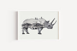 Savannennashorn in Aquarell - Kunstdruck