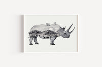Savannennashorn in Aquarell - Kunstdruck