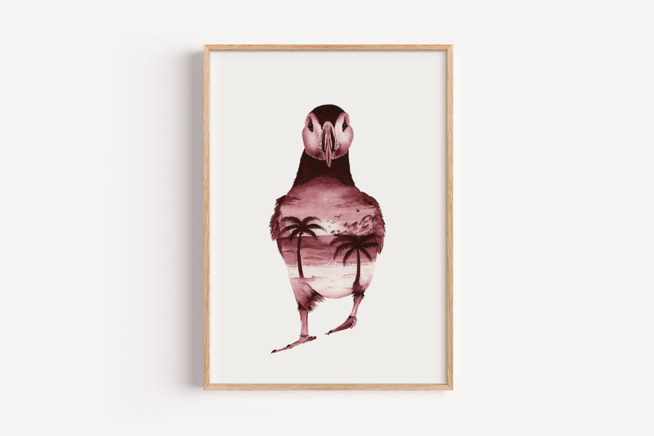 Papageientaucher in Aquarell - Kunstdruck