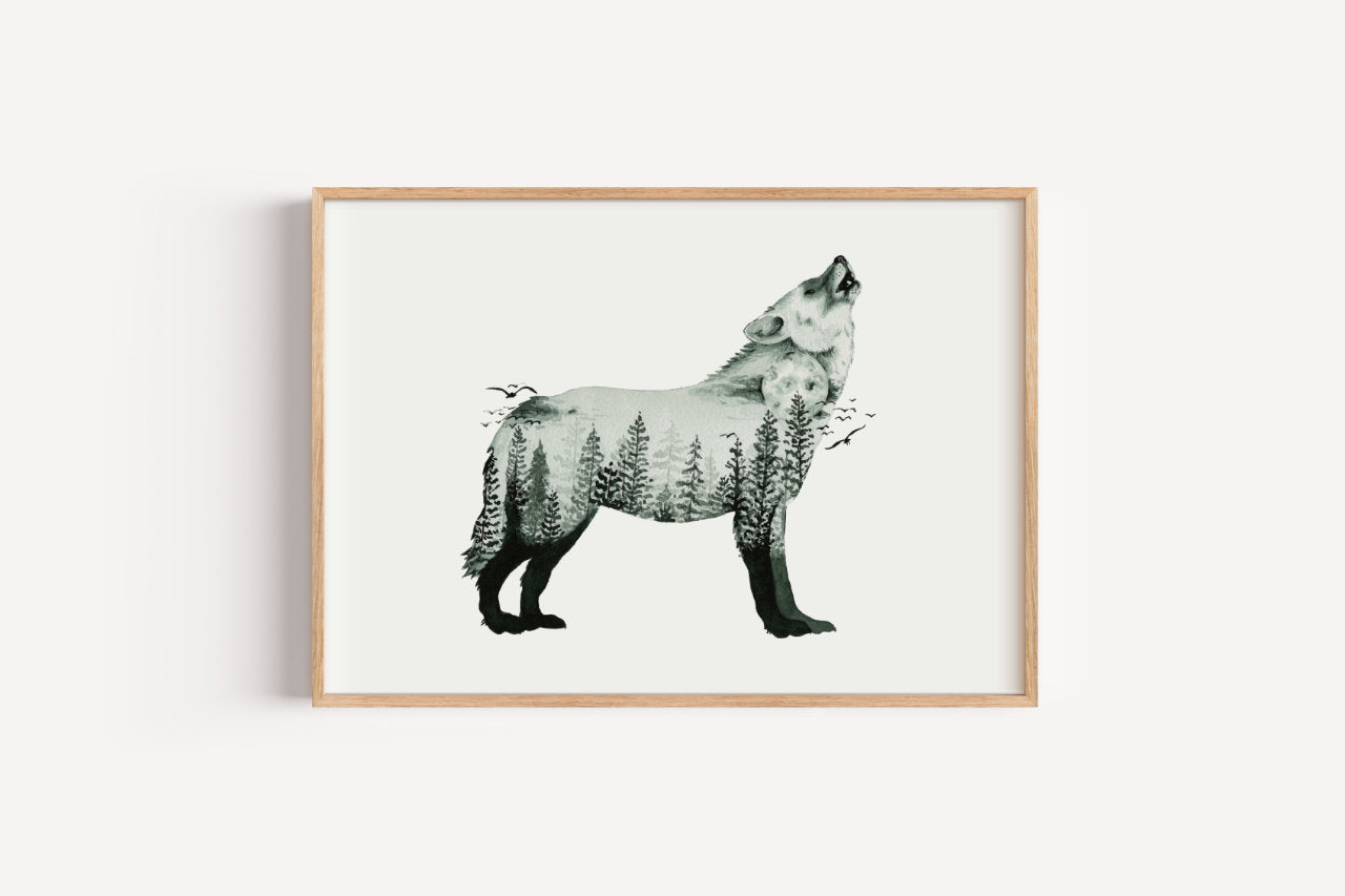 Mystischer Wolf in Aquarell - Kunstdruck