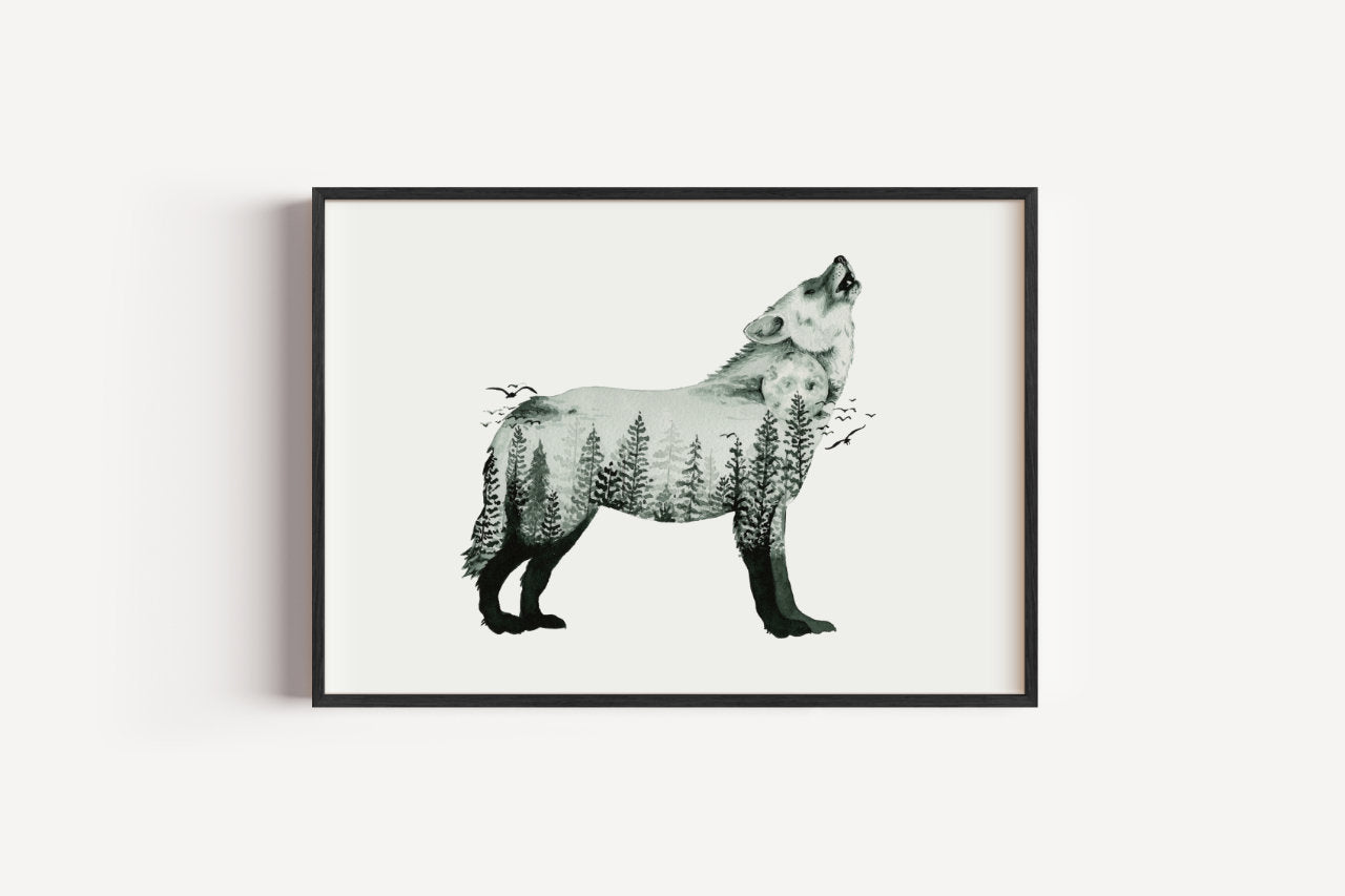 Mystischer Wolf in Aquarell - Kunstdruck