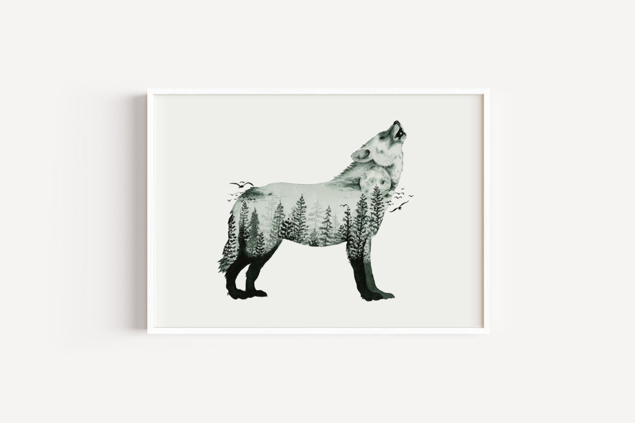 Mystischer Wolf in Aquarell - Kunstdruck