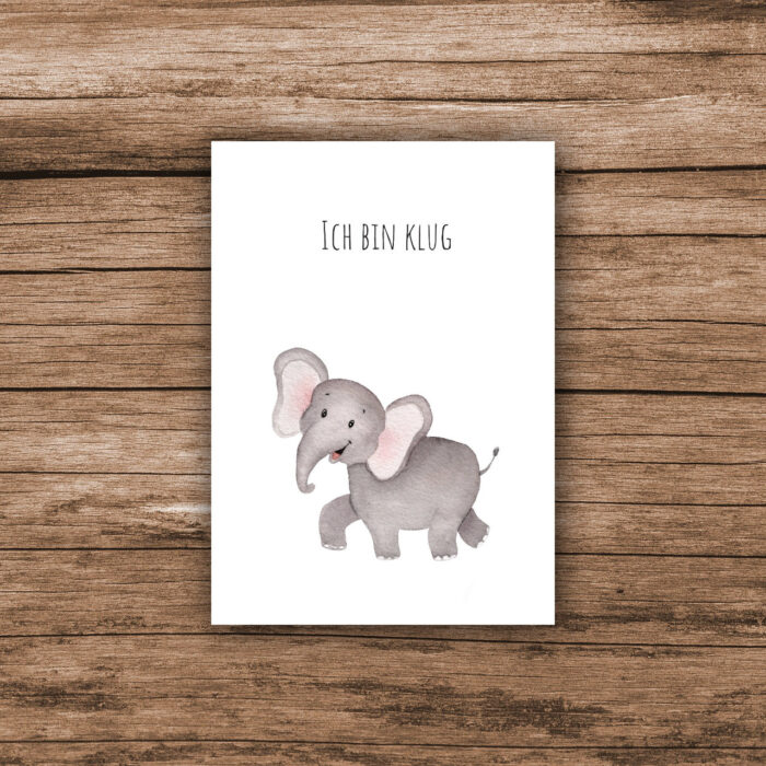 Kunstdruck Kinder Elefant "Ich bin klug" - ach.kreativ