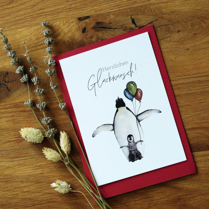 Klappkarte Pinguine (Geburtstag)