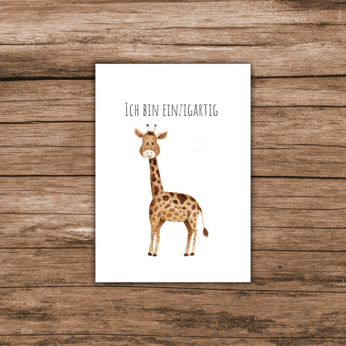 Kunstdruck Kinder Giraffe "Ich bin einzigartig" - ach.kreativ