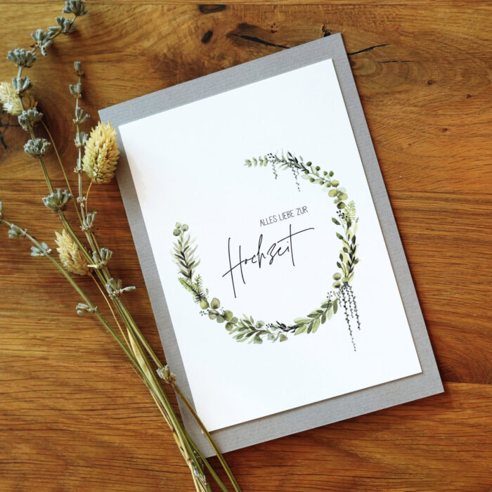 Klappkarte Kranz (Hochzeit)