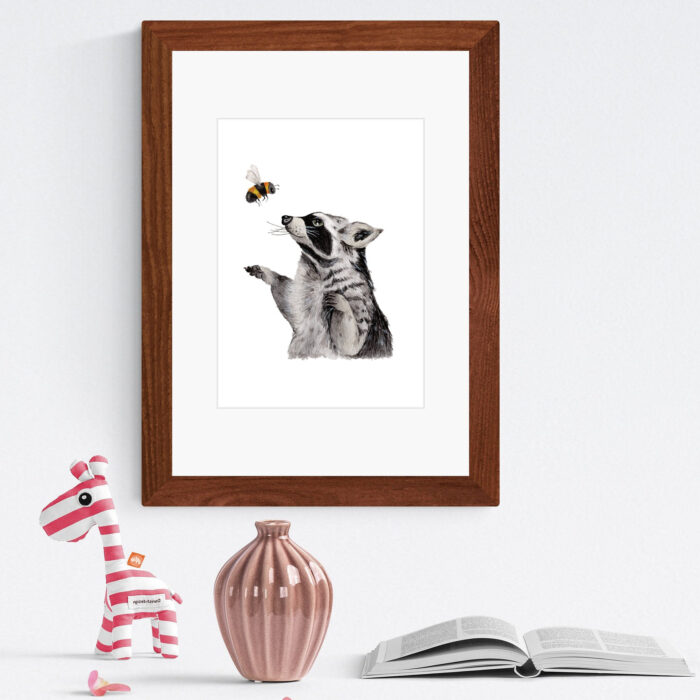 Kunstdruck Waschbär Freundschaft